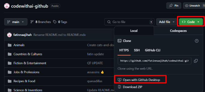 GitHub Clone Button