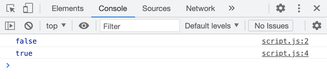 Exercise 3: Console output showing lightsOn changing from false to true